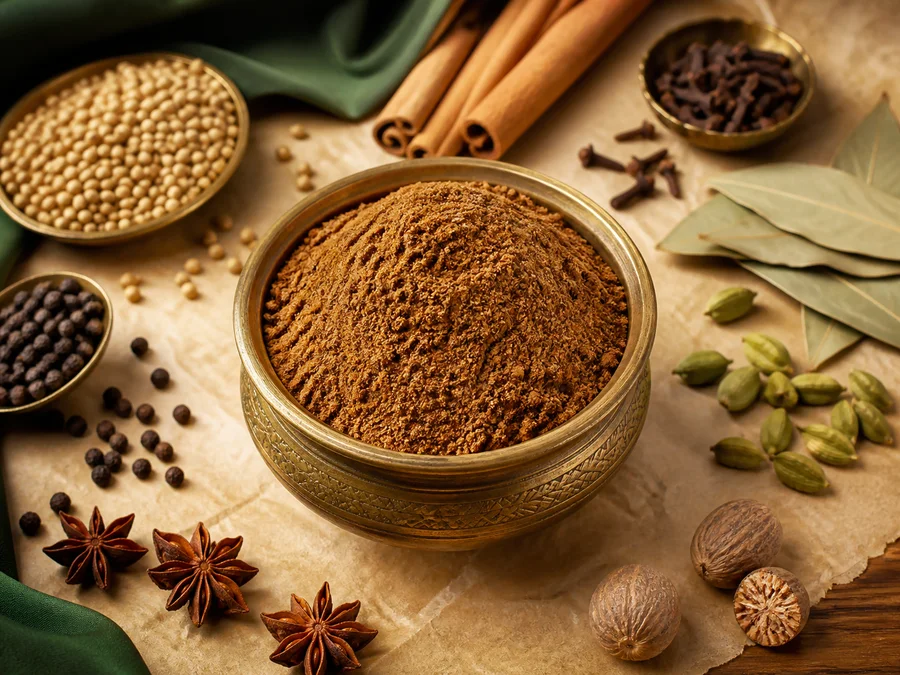 Biriyani Masala spice blend with its featured ingredients